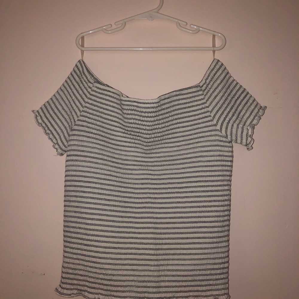 white crop top with black lines